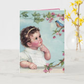 Baby Blue Bird Kaart (Gele Bloem)