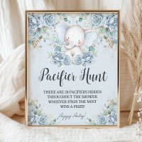 Baby Blue Bloemige Olifant Fopspenen Jacht Spel