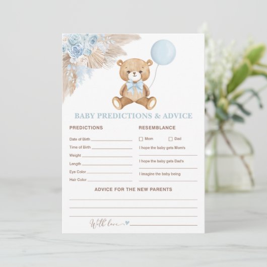 Baby Blue Boho Teddy Bear Prédictions Carte consei (Debout devant)
