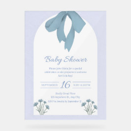 Baby Blue Bow Baby shower Acryl Bord