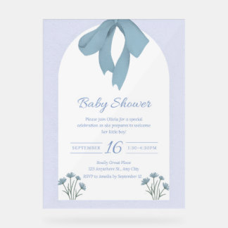 Baby Blue Bow Baby shower Acryl Bord