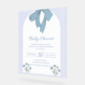 Baby Blue Bow Baby shower Acryl Bord (Hoek)