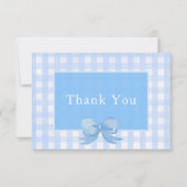 Baby Blue Bow Gingham Hartelijk dank Bedankkaart (Voorkant)