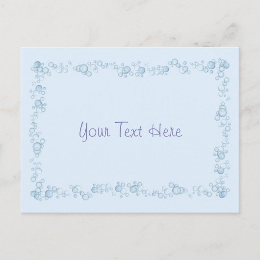 Baby Blue Bubble Border Design Gepersonaliseerd Briefkaart (Voorkant)