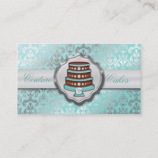 Baby Blue Cake Couture Glitzy Damask Cake Bakery Visitekaartje