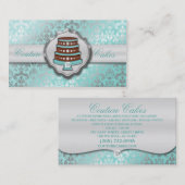 Baby Blue Cake Couture Glitzy Damask Cake Bakery Visitekaartje (Voorkant / Achterkant)