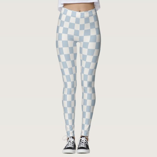 Baby Blue Checkerboard Leggings - zacht en stijlvo (Voorkant)