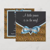 Baby Blue Cheetah Prince Baby shower Kaart (Voorkant / Achterkant)
