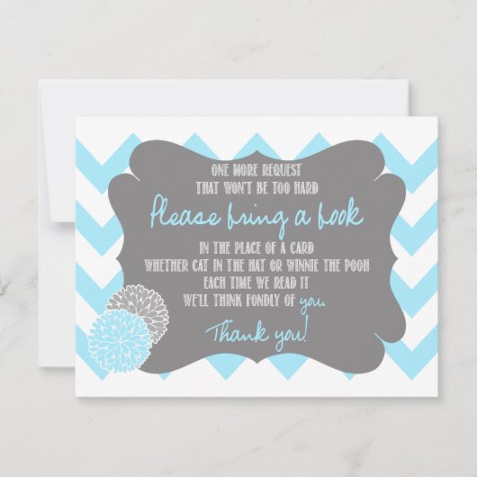 Baby Blue Chevron Baby shower Vraag een boek Kaart (Voorkant)