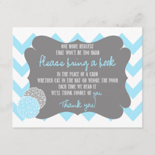 Baby Blue Chevron Baby shower Vraag een boek Kaart