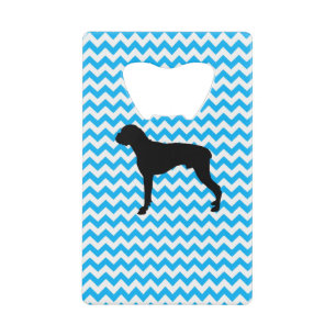 Baby Blue Chevron met Boxer Silhouette Kredietkaart Flessenopener