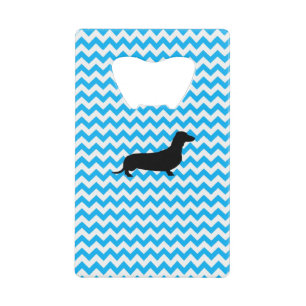 Baby Blue Chevron met Dachshund Kredietkaart Flessenopener