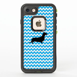Baby Blue Chevron met Dachshund Silhouette