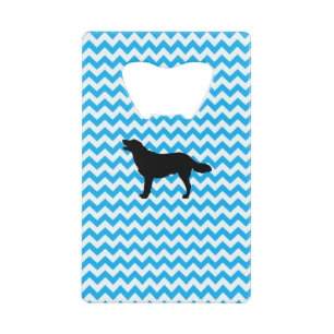 Baby Blue Chevron met Golden Retriever Silhouette Kredietkaart Flessenopener