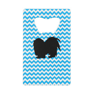 Baby Blue Chevron met Shih Tzu Silhouette Kredietkaart Flessenopener