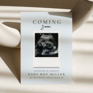 Baby Blue Coming Soon Zwangerschapsaankondiging Kaart
