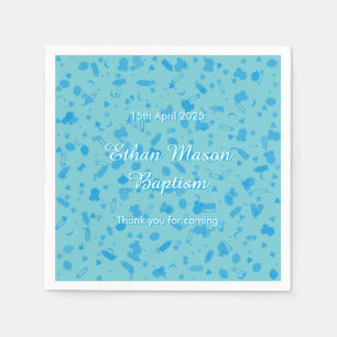 Baby Blue Confetti Doop Christening Servet
