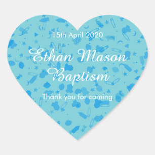 Baby Blue Confetti Doopfeest Doop Geschenk Hart Sticker