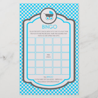 Baby Blue Cradle Baby shower Bingo Flyer
