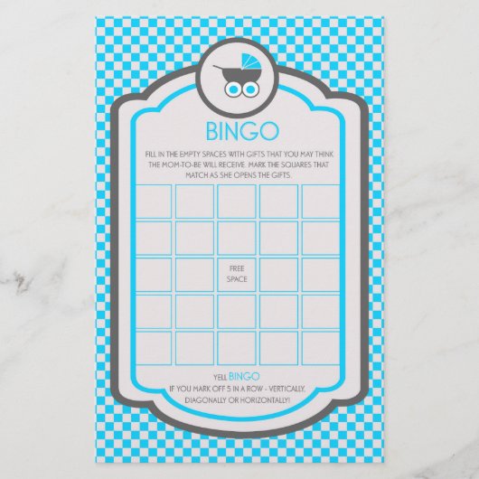 Baby Blue Cradle Baby shower Bingo Flyer (Voorkant)