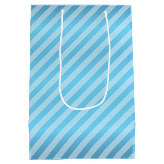 Baby Blue Diagonal Stripe Patroon Medium Cadeauzakje (Achterkant)