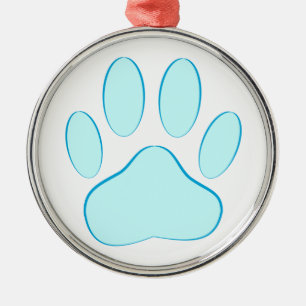 Baby Blue Dog Pawprint Metalen Ornament