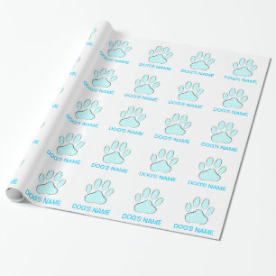 Baby Blue Dog's Pawprint Cadeaupapier