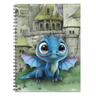 Baby Blue Dragon en Fantasy Medieval Castle Notitieboek
