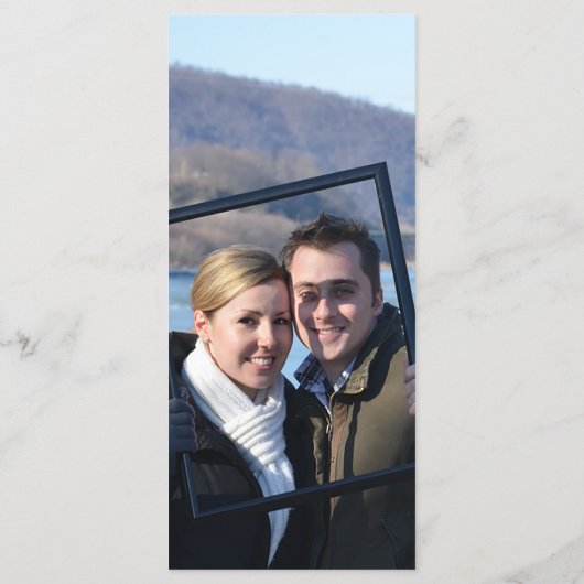 Baby Blue Elegant Modern Photo Mariage Menu (Dos)