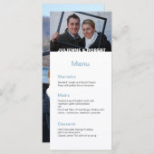 Baby Blue Elegant Modern Photo Mariage Menu (Devant / Derrière)