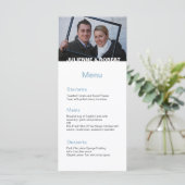 Baby Blue Elegant Modern Photo Mariage Menu (Debout devant)