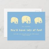Baby Blue Elephant Baby shower Briefkaart (Voorkant / Achterkant)