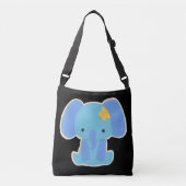 Baby Blue Elephant Boy Crossbody Tas (Voorkant)