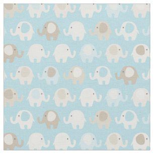 Baby Blue Elephant Pattern Stof