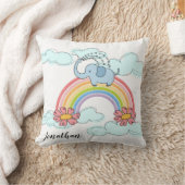 Baby Blue Elephant Rainbow Nuages Jeter Oreiller (Couverture)