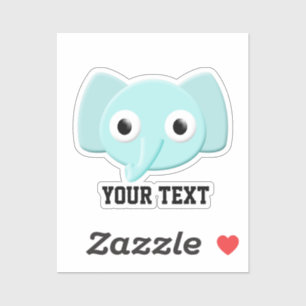 Baby Blue Elephant Tekening Aangepaste tekst Sticker
