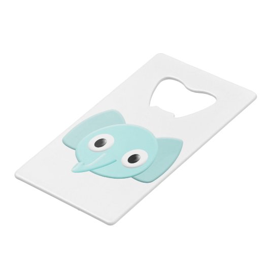 Baby Blue Elephant Tekening Kredietkaart Flessenopener (Achterkant Gekanteld)