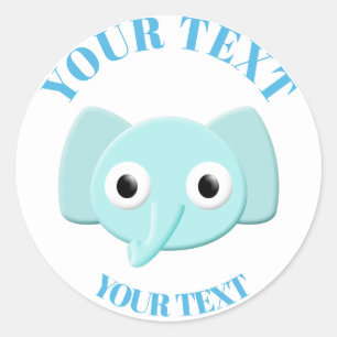 Baby Blue Elephant Tekening Ronde Sticker