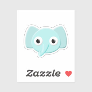 Baby Blue Elephant Tekening Sticker