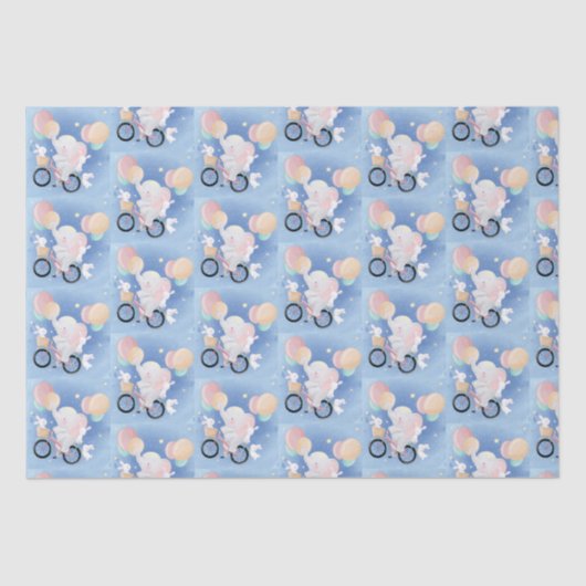 Baby Blue Elephant Tissue Gift Wrapping Paper Tissuepapier (Voorkant)