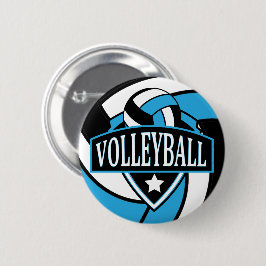 Baby Blue en Black Volleyball Logo Ronde Button 5,7 Cm