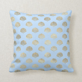 Baby Blue en Goud Art Deco Vintage Bloemmotief Kussen