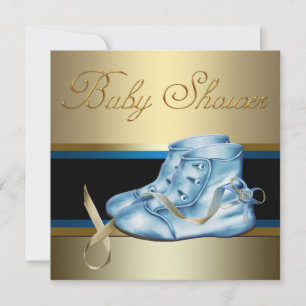 Baby Blue en Gouden Prins Baby Shower Kaart