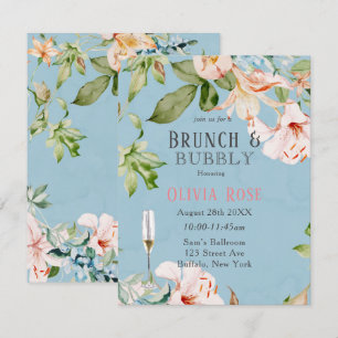 Baby Blue en Roze Lily Brunch en Uitnodiging voor
