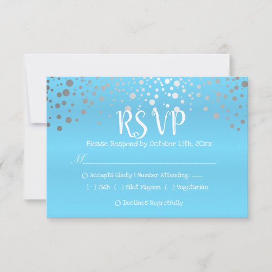 Baby Blue en Silver Confetti Stippen - RSVP (Voorkant)