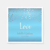 Baby Blue en Silver Confetti Stippen Servetten (Voorkant)