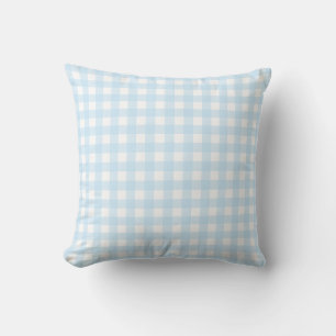Baby Blue en White Medium Gingham Check Pattern. Kussen