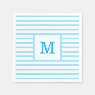 Baby Blue en White Stripes - aangepast monogram Servet