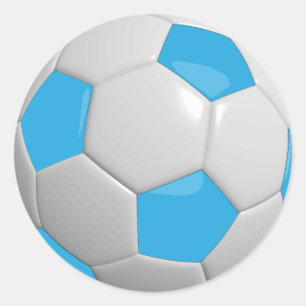 Baby Blue en White Voetbal Ronde Sticker