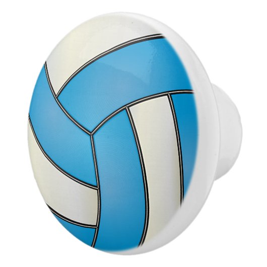 Baby Blue en White 🏐 Volleyball Keramische Knop (Rechts)